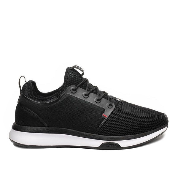 KURU ATOM Men's Sneaker in Jet Black-White-Fire Red.