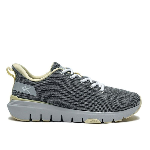 KURU FLEX Via Women's Sneaker in Dove Gray-Pale Lime.