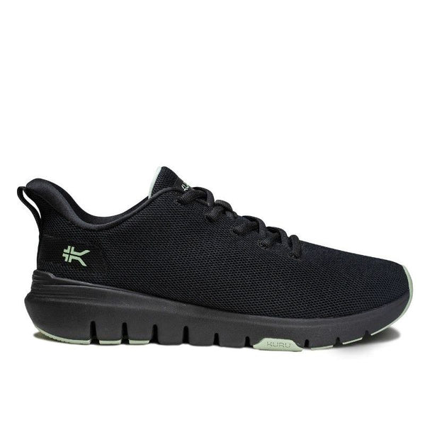 KURU FLEX Via Women's Sneaker in Jet Black-Desert Green.