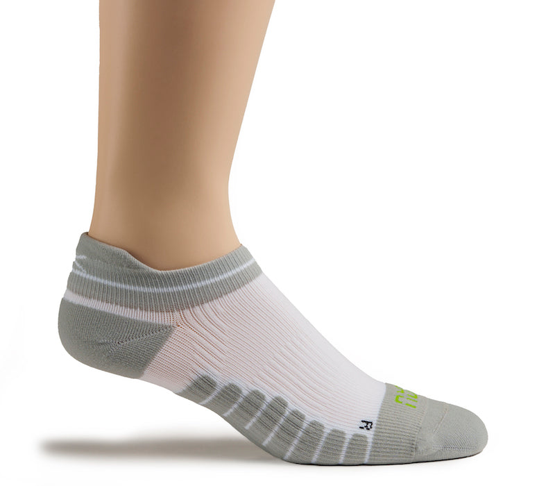 Outside profile details on the KURU Footwear SPARC 2.0 Ankle Sock in White