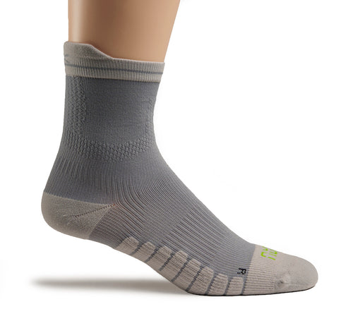 Outside profile details on the KURU Footwear SPARC 2.0 Crew Sock in Gray