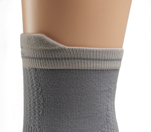 Close up of material of the cuff on the KURU Footwear SPARC 2.0 Crew Sock in Gray