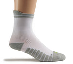 Outside profile details on the KURU Footwear SPARC 2.0 Crew Sock in White