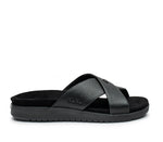 Outside profile details on the KURU Footwear BREEZE Women's Slide Sandal in JetBlack