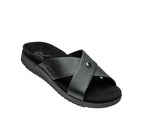 Toe touch view on KURU Footwear BREEZE Women's Slide Sandal in JetBlack