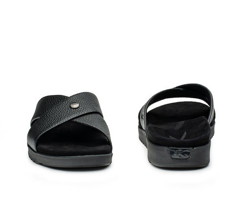 Front and back view on KURU Footwear BREEZE Women's Slide Sandal in JetBlack
