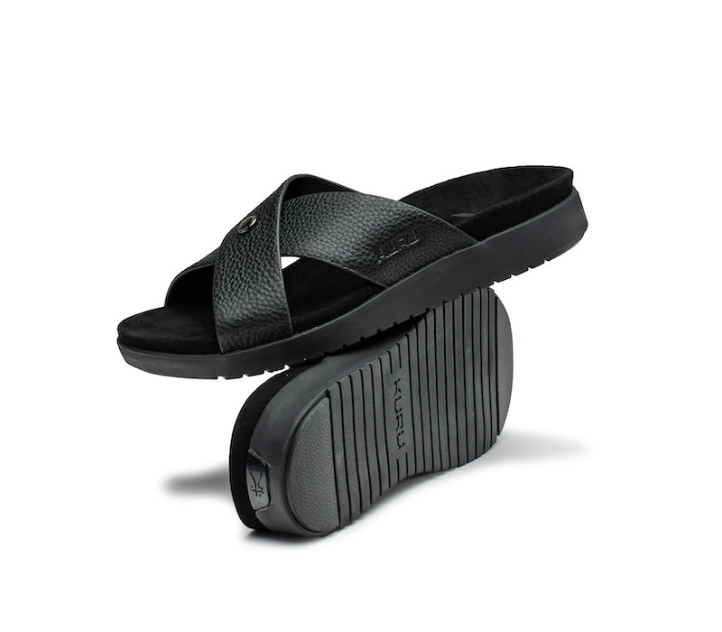 Stacked view of  KURU Footwear BREEZE Women's Slide Sandal in JetBlack