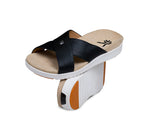 Stacked view of  KURU Footwear BREEZE Women's Slide Sandal in JetBlack-White-Gum