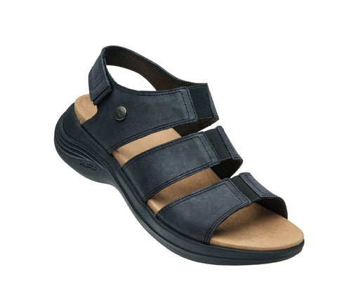 Toe touch view on KURU Footwear MUSE Women's Multi-Strap Sandal in JetBlack