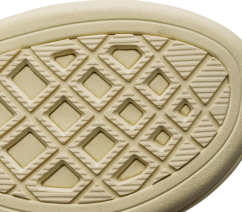 Close-up of the sole on the KURU Footwear MUSE Women's Multi-Strap Sandal in Straw-LightPeach