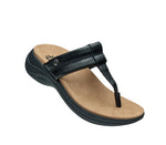 Toe touch view on KURU Footwear SUVI Women's Slip-On Sandal in JetBlack