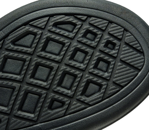 Close-up of the sole on the KURU Footwear SUVI Women's Slip-On Sandal in JetBlack