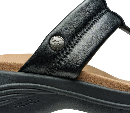 Close-up of the material on the KURU Footwear SUVI Women's Slip-On Sandal in JetBlack