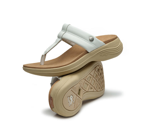 Stacked view of  KURU Footwear SUVI Women's Slip-On Sandal in White-Sand