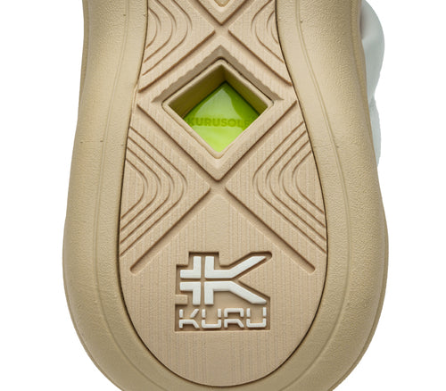 Close-up of the sole on the KURU Footwear SUVI Women's Slip-On Sandal in White-Sand