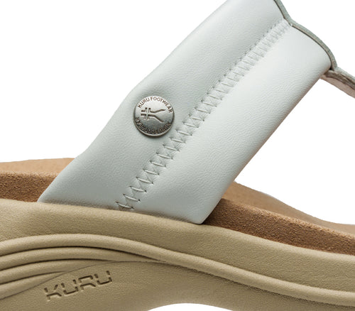 Close-up of the material on the KURU Footwear SUVI Women's Slip-On Sandal in White-Sand