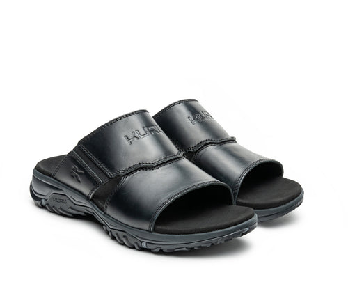 Side by side view of KURU Footwear COVE Men's Sandal in JetBlack-SlateGray