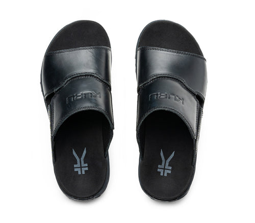 Top view of KURU Footwear COVE Men's Sandal in JetBlack-SlateGray