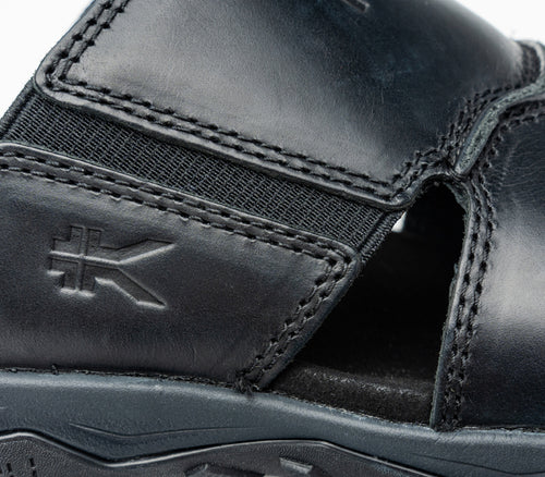 Close-up of the material on the KURU Footwear COVE Men's Sandal in JetBlack-SlateGray