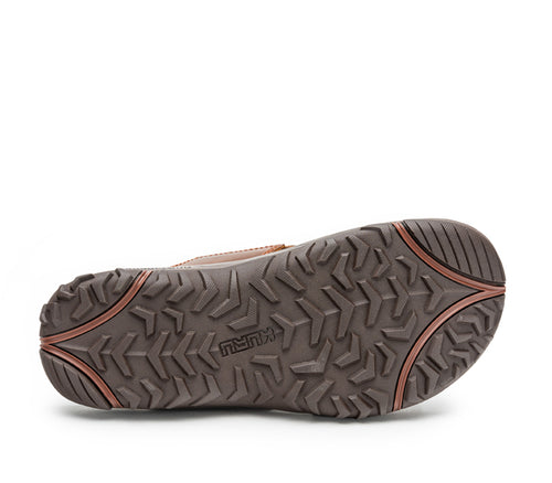 Detail of the sole pattern on the KURU Footwear COVE Men's Sandal in MustangBrown