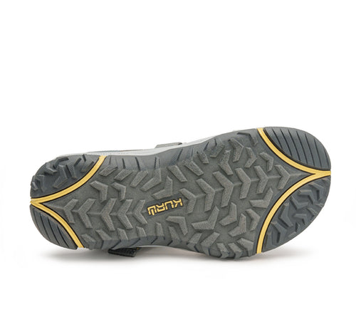 Detail of the sole pattern on the KURU Footwear CURRENT Women's Sandal in CloudGray-SoftYellow