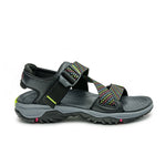 Outside profile details on the KURU Footwear CURRENT Women's Sandal in JetBlack-Multi