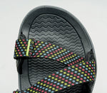 Close-up of the toe area on the KURU Footwear CURRENT Women's Sandal in JetBlack-Multi
