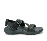 Outside profile details on the KURU Footwear CURRENT Men's Sandal in JetBlack-SlateGray