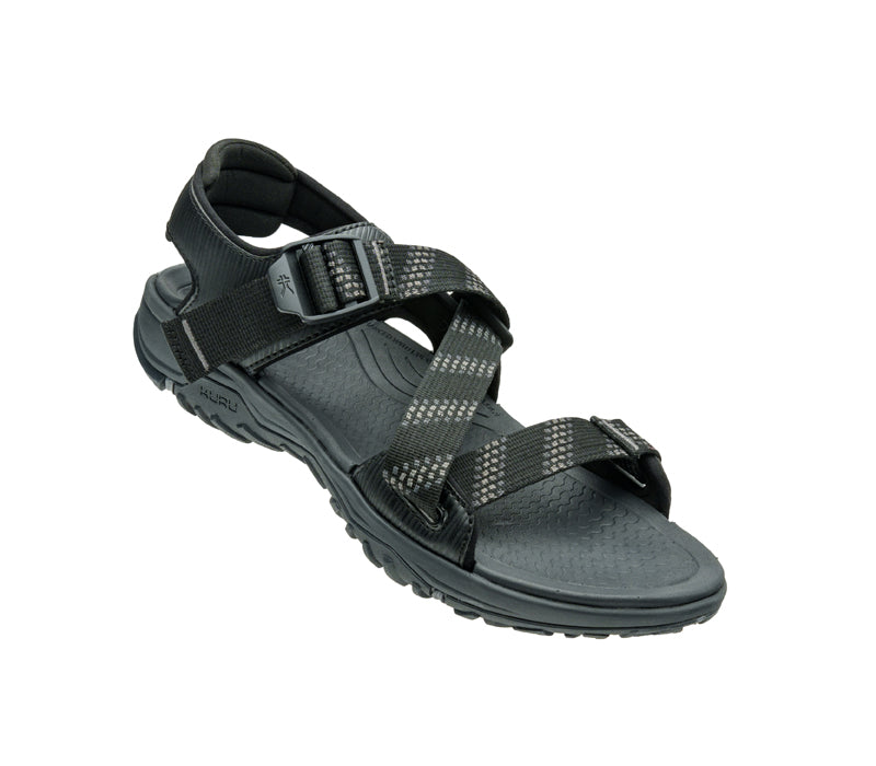 Toe touch view on KURU Footwear CURRENT Men's Sandal in JetBlack-SlateGray
