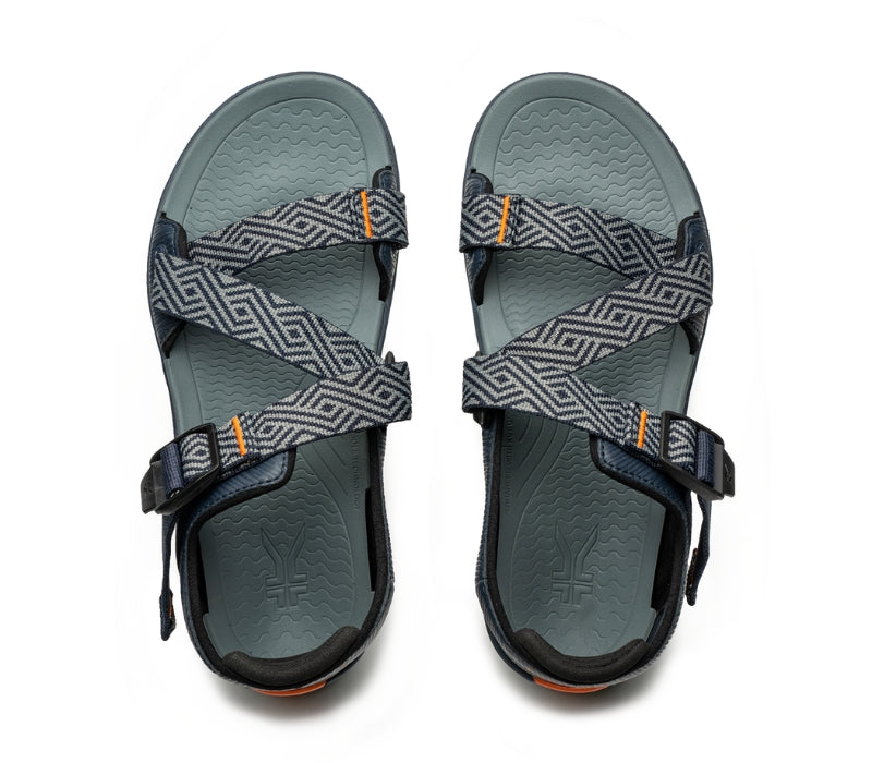 Top view of KURU Footwear CURRENT Men's Sandal in MidnightBlue-OrangeSpice