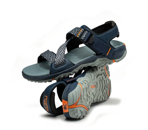 Stacked view of  KURU Footwear CURRENT Men's Sandal in MidnightBlue-OrangeSpice