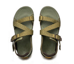 Top view of KURU Footwear CURRENT Men's Sandal in OliveGreen-GoldenYellow