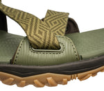 Close-up of the material on the KURU Footwear CURRENT Men's Sandal in OliveGreen-GoldenYellow