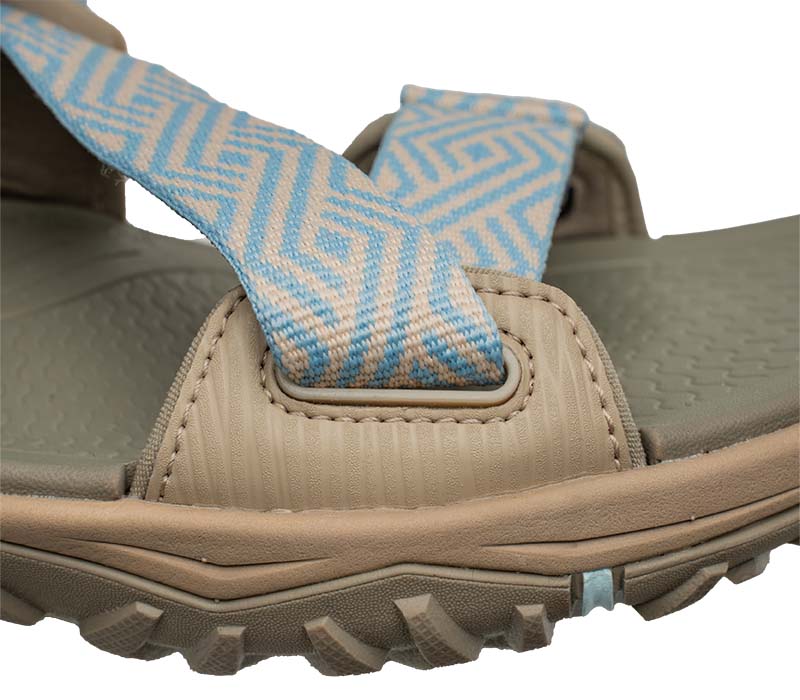 Close-up of the material on the KURU Footwear CURRENT Women's Sandal in Sand-MistyBlue