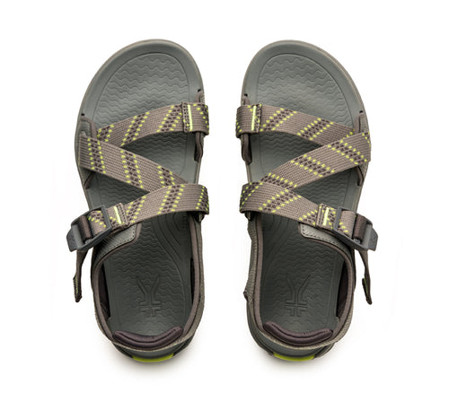 Top view of KURU Footwear CURRENT Men's Sandal in SlateGray-KURUGreen