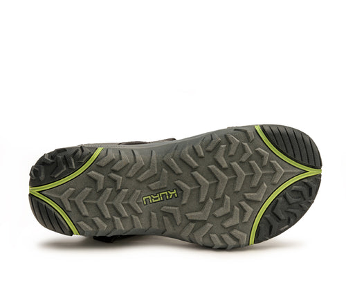 Detail of the sole pattern on the KURU Footwear CURRENT Men's Sandal in SlateGray-KURUGreen