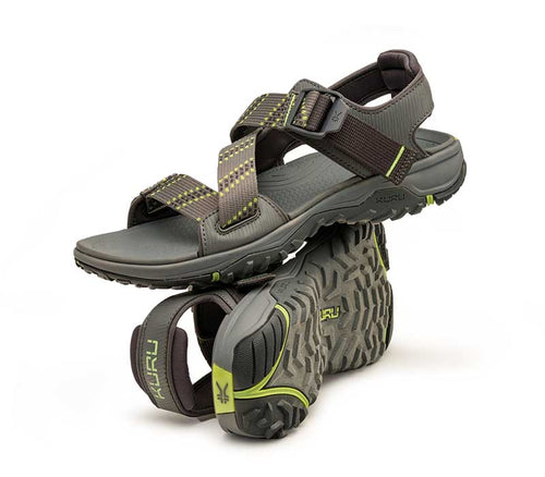 Stacked view of  KURU Footwear CURRENT Men's Sandal in SlateGray-KURUGreen