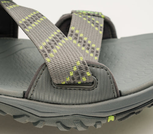 Close-up of the material on the KURU Footwear CURRENT Men's Sandal in SlateGray-KURUGreen