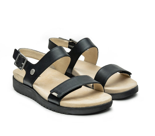 Side by side view of KURU Footwear GLIDE Women's Sandal in JetBlack-Sand
