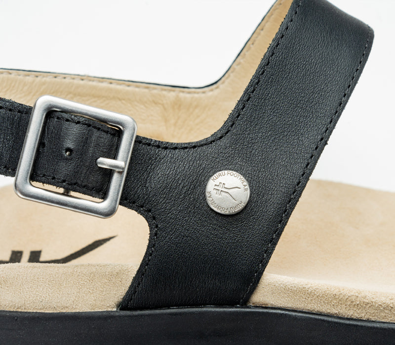 Close-up of the laces on the KURU Footwear GLIDE Women's Sandal in JetBlack-Sand