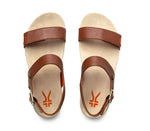 Top view of KURU Footwear GLIDE Women's Sandal in WalnutBrown-BloodOrange