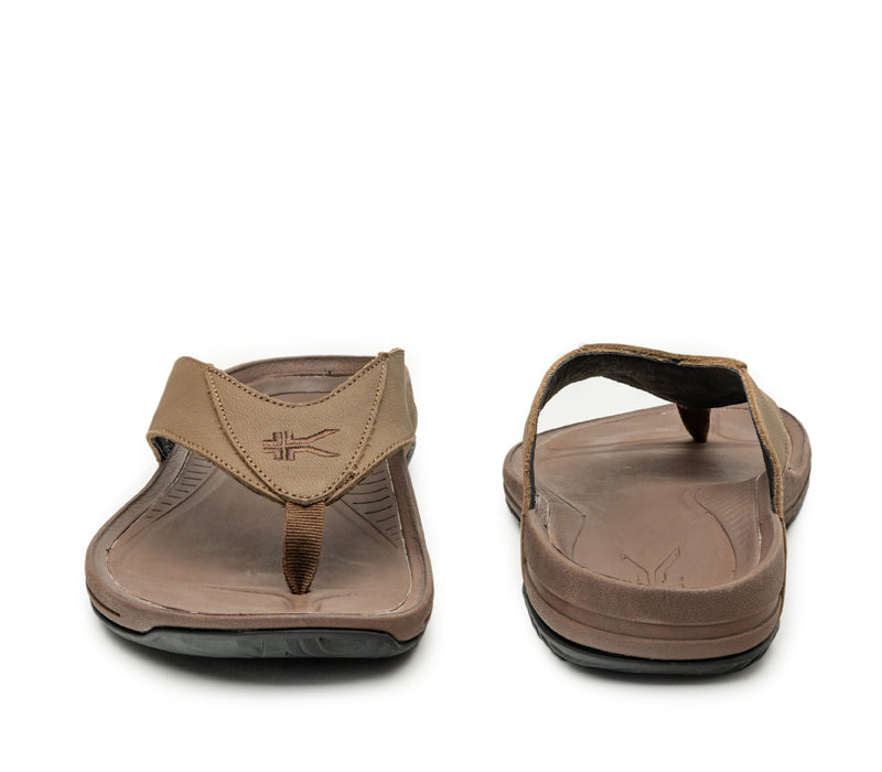 Front and back view on KURU Footwear KALA Men's Sandal in ChocolateBrown