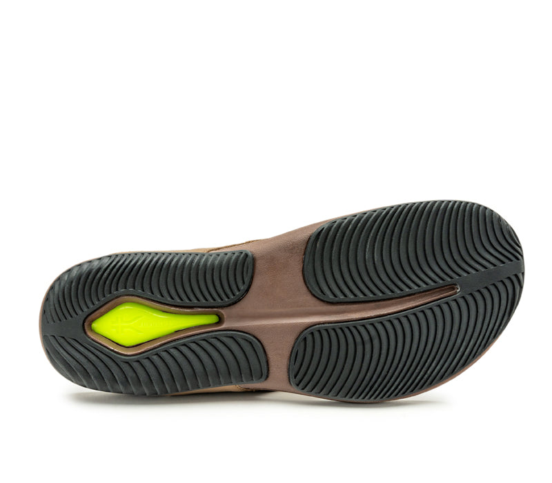 Detail of the sole pattern on the KURU Footwear KALA Men's Sandal in ChocolateBrown