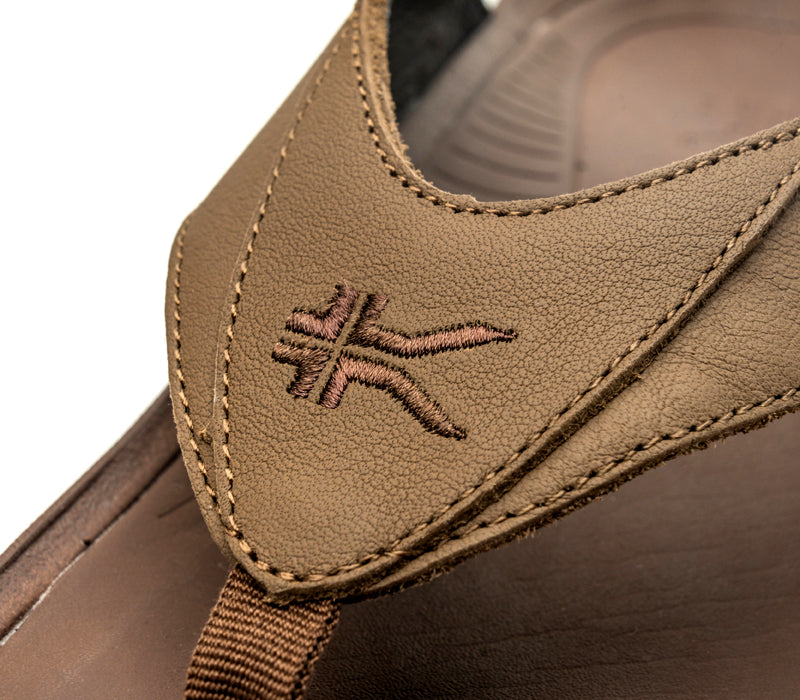 Close-up of the material on the KURU Footwear KALA Men's Sandal in ChocolateBrown