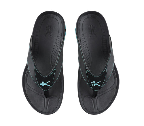 Top view of KURU Footwear KALA Women's Sandal in JetBlack-BlueBreeze