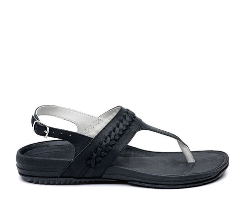 Outside profile details on the KURU Footwear LETTI Women's Sandal in JetBlack