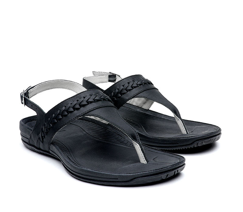 Side by side view of KURU Footwear LETTI Women's Sandal in JetBlack