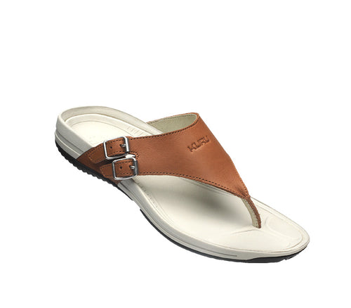 Toe touch view on KURU Footwear SUOMI Women's Sandal in CaramelBrown-Bone