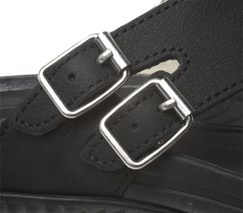 Close-up of the material on the KURU Footwear SUOMI Women's Sandal in JetBlack