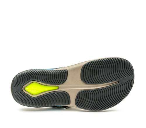 Detail of the sole pattern on the KURU Footwear SUOMI Women's Sandal in WaileaBlue-FadedBrown
